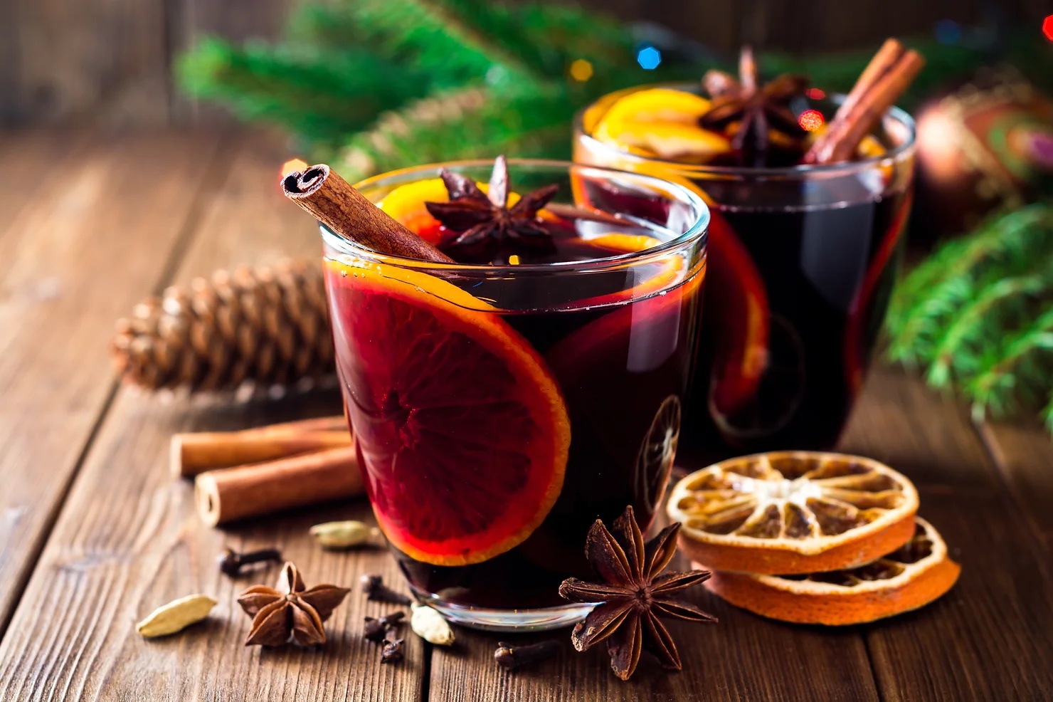 Glasses of mulled wine