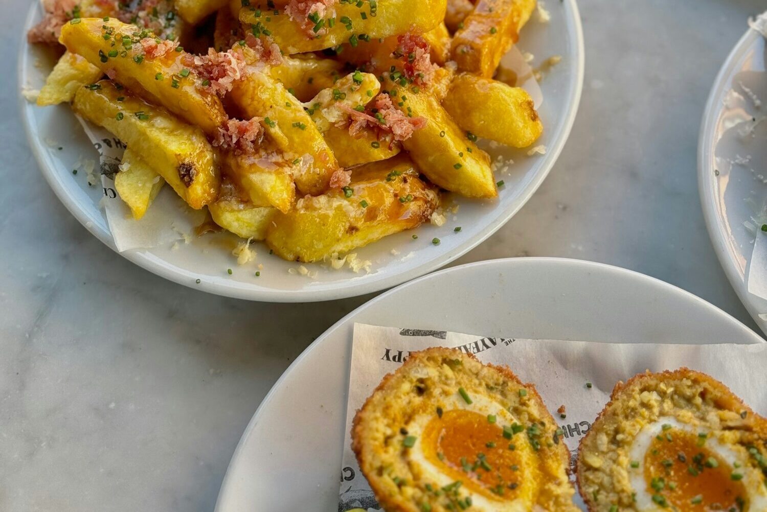 Mayfair Chippy Scotch Eggs and Loaded Chips